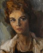 20th Century Continental School 'Portrait of a lady' oil on canvas, unsigned, 29cm x 24cmCondition