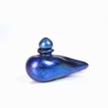 Siddy Langley (b.1955) studio glass scent bottle, blue iridescent finish, signed and dated 1986 to