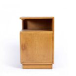 Gordon Russell (1892-1980) oak bedside table, copper plaque to the reverse, 45cm x 71.5cm x 37.