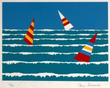 Chris Simmonds (b.1954) 'Untitled boating scene' silkscreen, numbered 36/50, signed in pencil