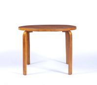 Alvar Aalto (1898-1976) for Finmar Ltd circular bentwood table, with original plaque to the