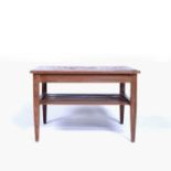 1970's low table teak, with square top, unmarked, 51cm x 34cmCondition report: Overall signs of wear