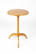 Cotswold School fruitwood side table, with circular top, unmarked, top 38cm across, 66cm high