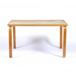 Alvar Aalto (1898-1976) rectangular bentwood table, stamped to the underside, 122cm x 70cm x 76cm