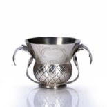 Victorian silver thistle shaped cup bearing marks for Hamilton and Inches, Edinburgh, 1888, 4.6cm