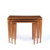 Gordon Russell Limited nest of three walnut tables, with marks to the underside, 61cm x 46cm x