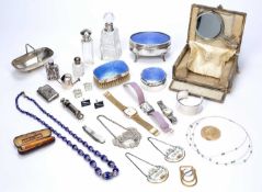 Collection of silver and miscellaneous items to include: boxed Mappin and Webb silver and blue