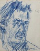 Chatin Sarachi (1902-1974) 'Untitled portrait' crayon, signed lower right, 32cm x 25cmCondition