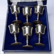 Cased set of six limited edition silver goblets bearing marks for Perry Greaves, Birmingham, 1973,