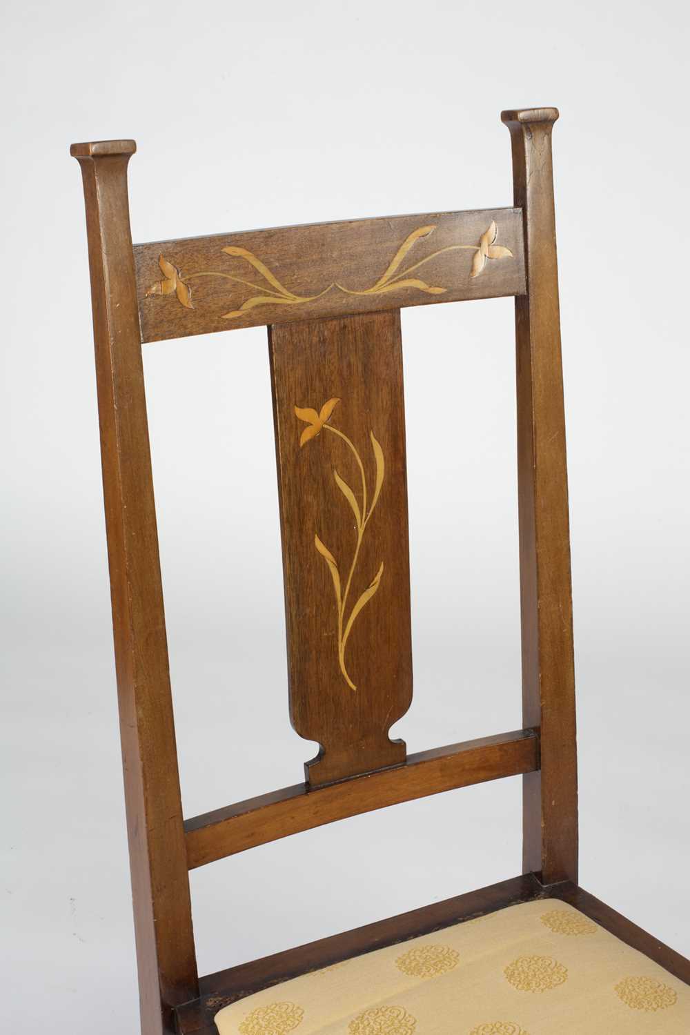 Art Nouveau marquetry inlaid chair with later drop in seat, 94.5cm highCondition report: Overall - Image 3 of 13