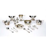 Collection of silver and white metal consisting of: an Arts and Crafts silver spoon, with