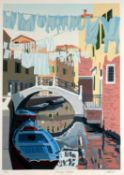 In the manner of Michael Wood (b.1959) 'Monday in Venice' screenprint, numbered 61/125, signed in