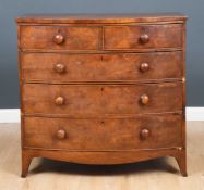 A 19th century bow fronted mahogany chest of drawers 106cm wide x 53cm deep x 101.5cm