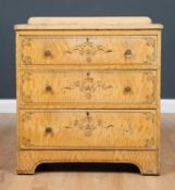 A Victorian painted chest of three long drawers, 78cm wide x 44cm deep x 84.5cm highCondition