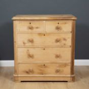 A Victorian pine chest of two short and three long drawers with turned handles, 97cm wide x 62cm