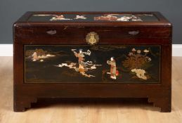 An early to mid 20th century Oriental camphor wood chest 103cm wide x 50cm deep x 59cm highCondition