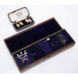 Pair of 9ct gold cufflinks and a selection of dress studs in vintage caseCondition report: At