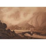 Attributed to William Green (1761-1823) 'Lake District', sepia, 34cm x 50cmCondition report: Some