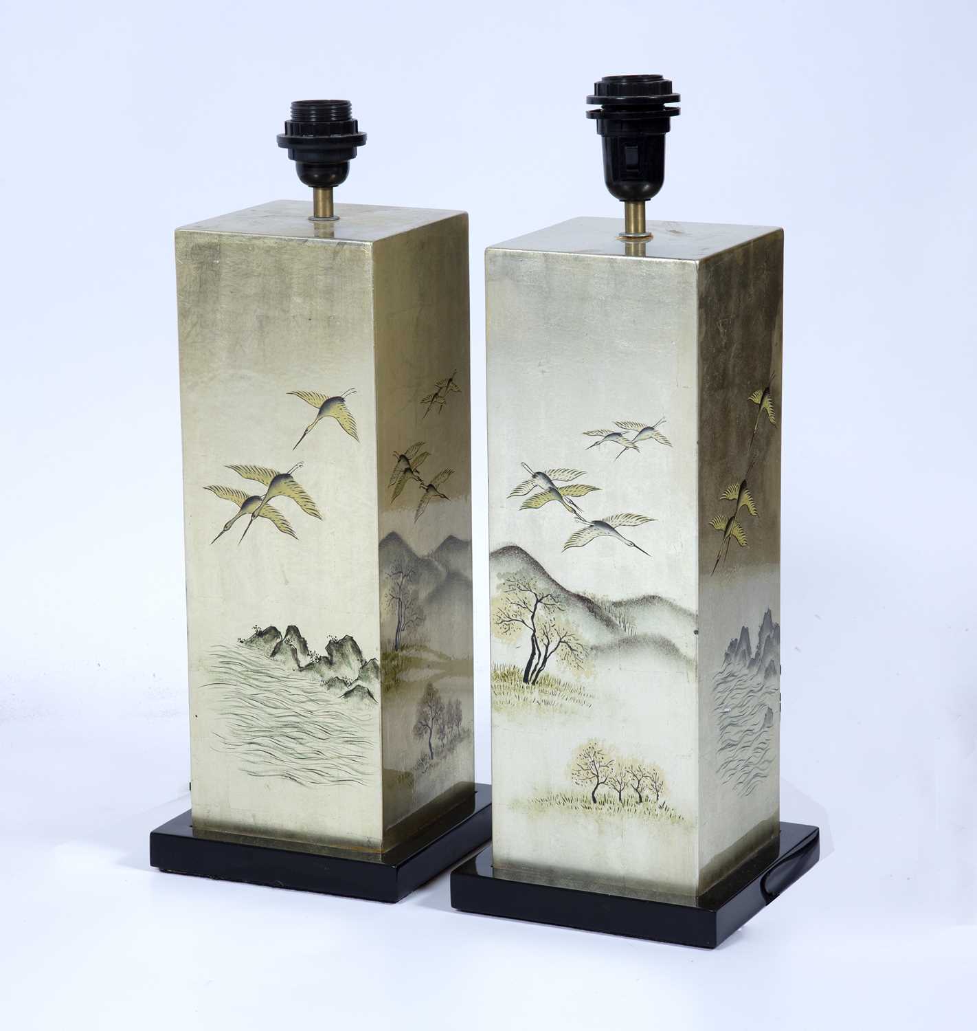 Pair of Japanese style table lamps of squared form with stepped bases, 50cm high overallCondition - Image 2 of 2