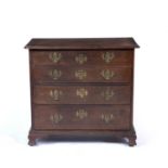 Mahogany straight front chest of four drawers George III with brass drop handles and escutcheons, on