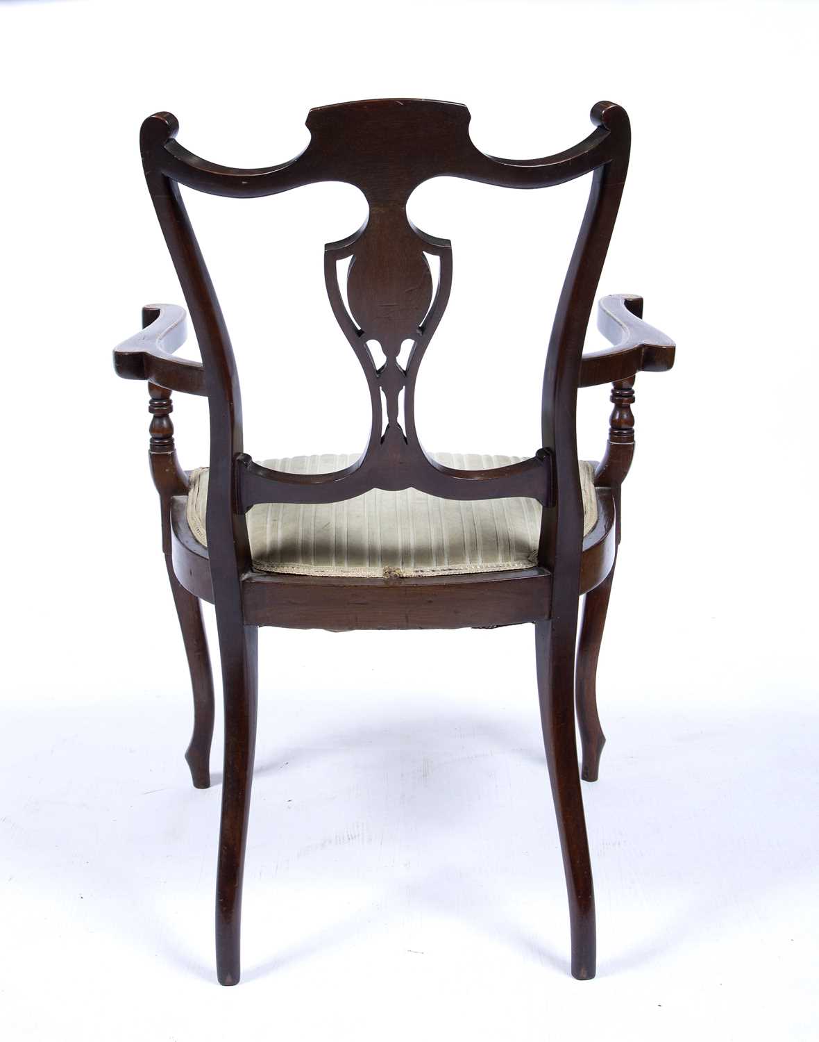 Mahogany and bone inlaid open armchair Edwardian, with inlaid cornucopia to the back, 59cm wide, - Image 2 of 2