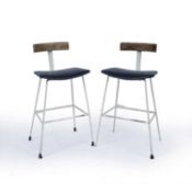 Frank Guille (1927-2018) for Kandya pair of 'Program' stools, with painted metal frames, unmarked,