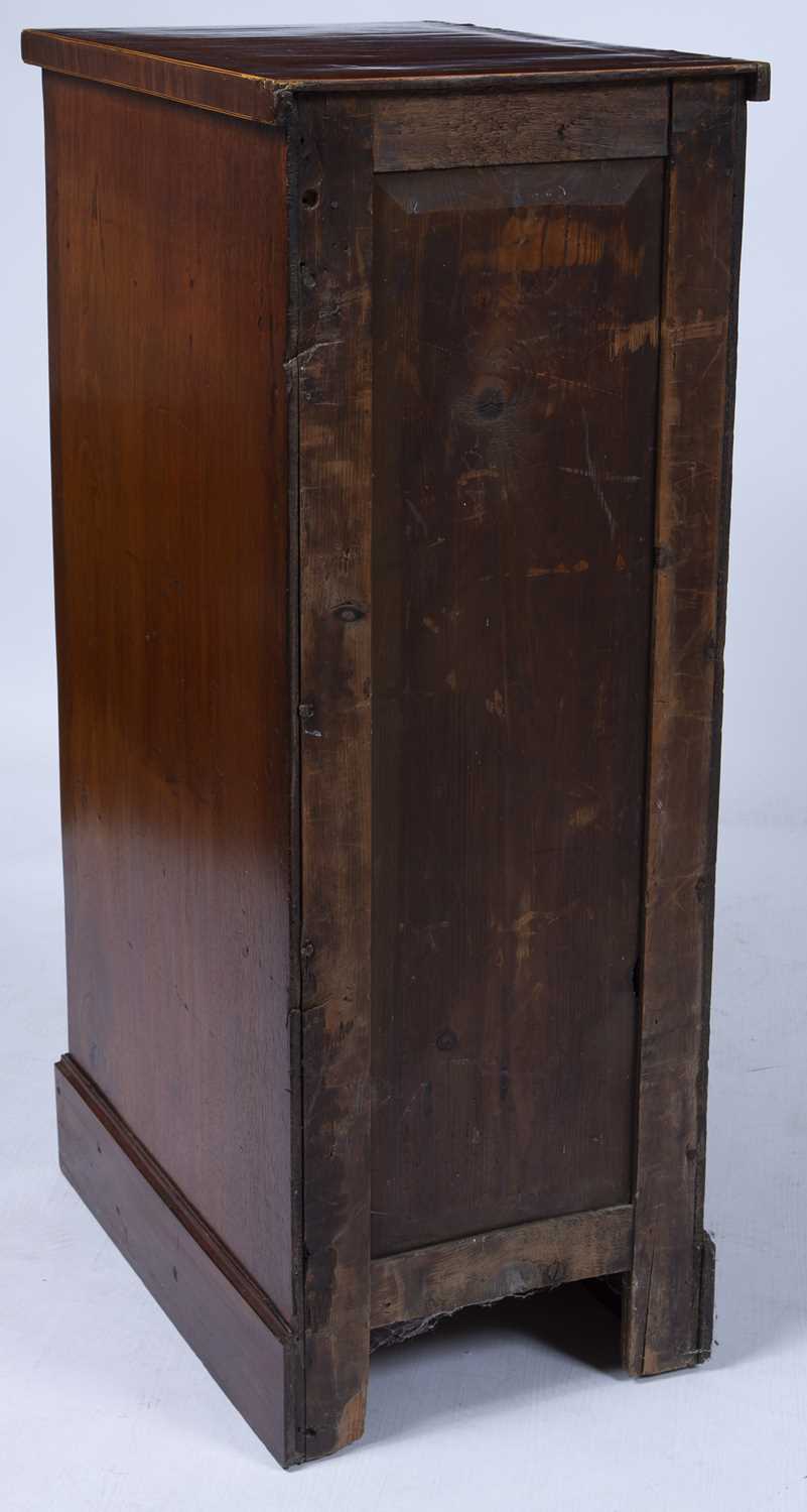 Mahogany and satinwood inlaid pedestal cupboard 19th Century, with oval inlaid door enclosing - Image 5 of 5