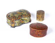 Three lacquer and painted boxes Venetian and Indian, 18th/19th Century, including a painted