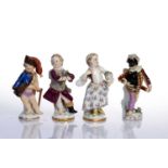 Collection of four Meissen figures all four with blue crossed marks (one very faded), tallest 8.