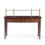 Mahogany serving table 19th Century, with brass rail back, fitted two drawers, 146cm wide, 118cm