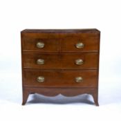 Mahogany and crossbanded bow front chest of drawers 19th Century, with oval brass-drop handles, 94cm
