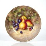 Royal Worcester cabinet plate decorated with still life of fruit, signed Freeman, printed mark to