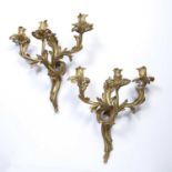 Pair of gilt metal candle sconces Louis XV style, of asymmetric Rococo form, 37cm highCondition