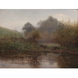 Benjamin Haughton (1865-1924) 'A Grey Day' oil on panel, signed lower right, 30cm x 39.