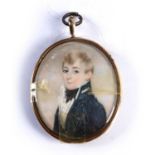 19th Century English School portrait miniature of a gentleman, unsigned, in gilt metal mount with