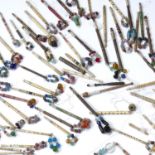 Large collection of 19th Century bone and wood lace bobbins of various designs and styles to include