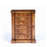 Satin walnut tabletop collector's cabinet Victorian, with graduated drawers, 40cm wide x 22cm deep x
