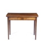 Mahogany tea table 19th Century, with rectangular fold over top and fitted drawer, 94cm wide x