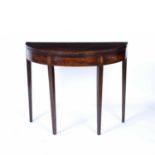Mahogany demi-lune tea table early 19th Century, with satinwood conch shell inlay, 89cm wide x