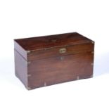 Campaign teak trunk 19th Century, with brass mounts and sunk handle, 79cm x 42.5cm x 43cmCondition