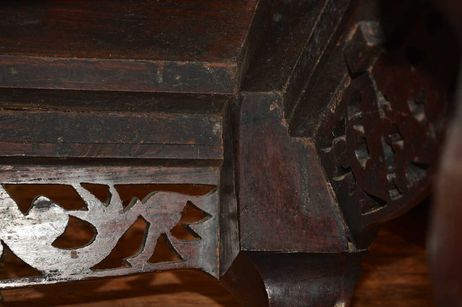 Carved hardwood low table Chinese, with dragon carved decoration, 116cm x 45cm, 31cm highCondition - Image 13 of 13