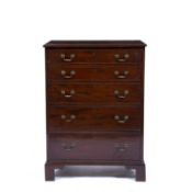 Mahogany narrow chest of drawers Edwardian, with brass drop handles, 73cm wide, 45cm deep, 102cm