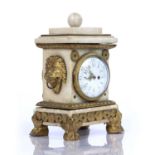 Marble and ormolu mantel clock French, circa 1800, with watch movement named 'Fleurant a Lyon',