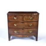 Mahogany bow front chest 19th Century, with brass drop handles, 99cm wide x 52cm deep x 95cm