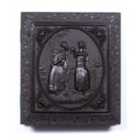 Union case Rebekah at the well, sixth plate thermoplastic case, made by Samuel Peck & Co, containing