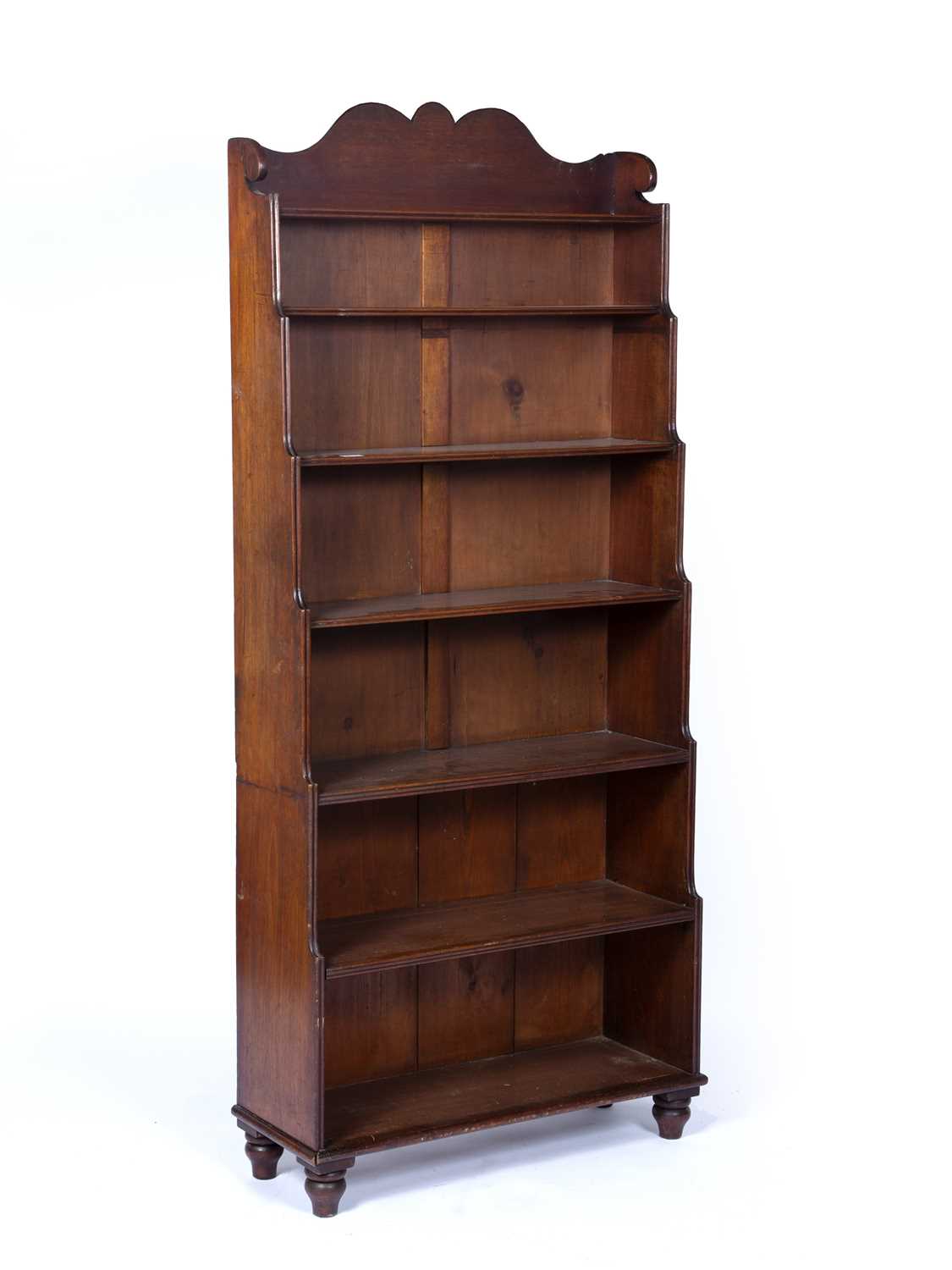 Mahogany waterfall bookcase 19th Century, of tiered form with shaped top, 80cm wide x 185cm high x - Image 2 of 2