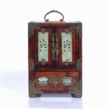 Four drawer hardstone mounted small jewellery cabinet Chinese, early 20th Century, 20cm x