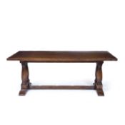 Brights of Nettlebed oak refectory table on twin end supports, 188cm x 91cm x 76cm high To be sold