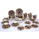 Collection of Royal Crown Derby Imari pattern including tea cups, coffee cans and saucers, various
