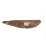 Egyptian flint blade Predynastic period, leaf-shaped with serrated edges, 20cm across Provenance: